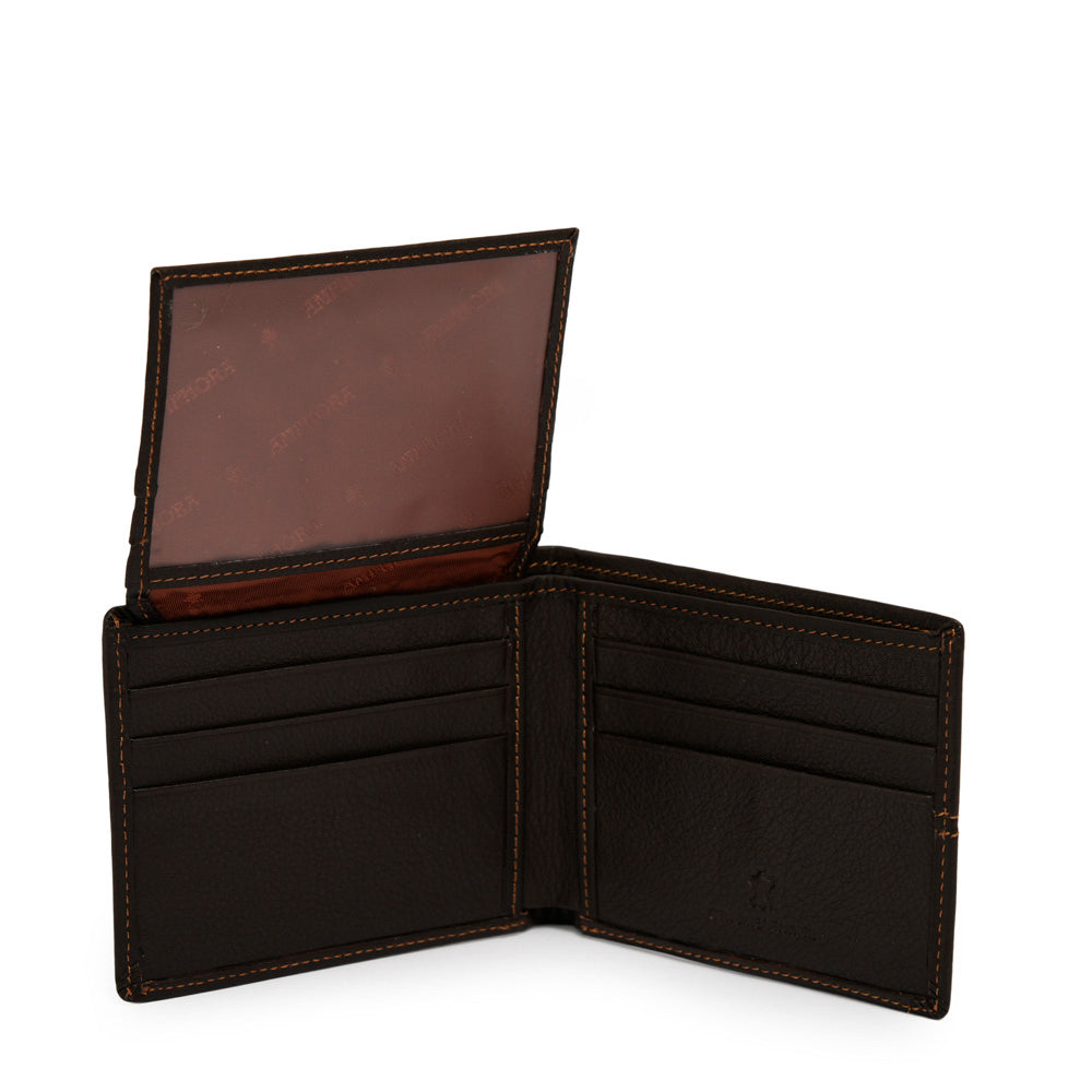BILLETERA CUERO CON ALETA FRANKFURT MARRÓN