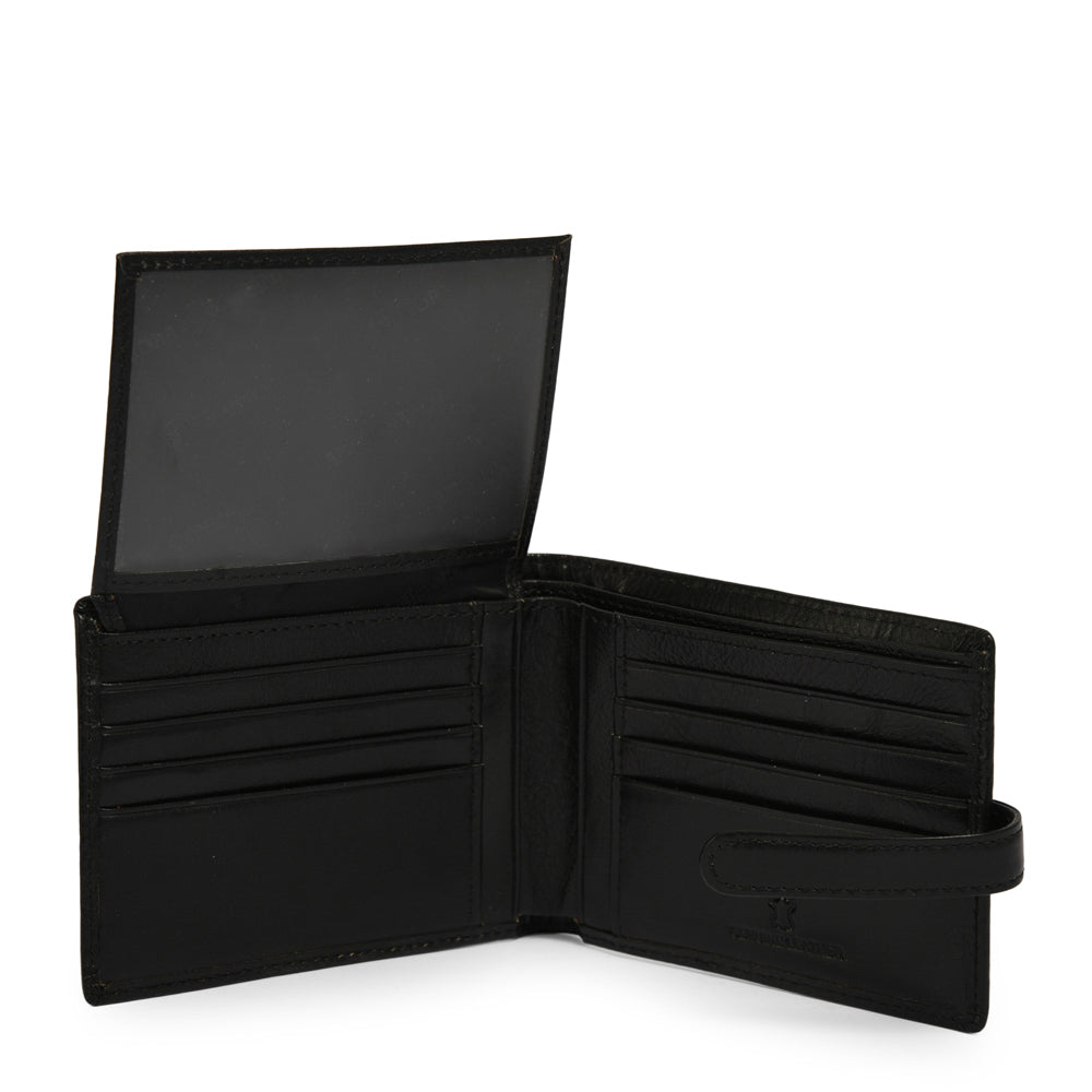 BILLETERA CUERO CON ALETA NEW LANCASTER NEGRO