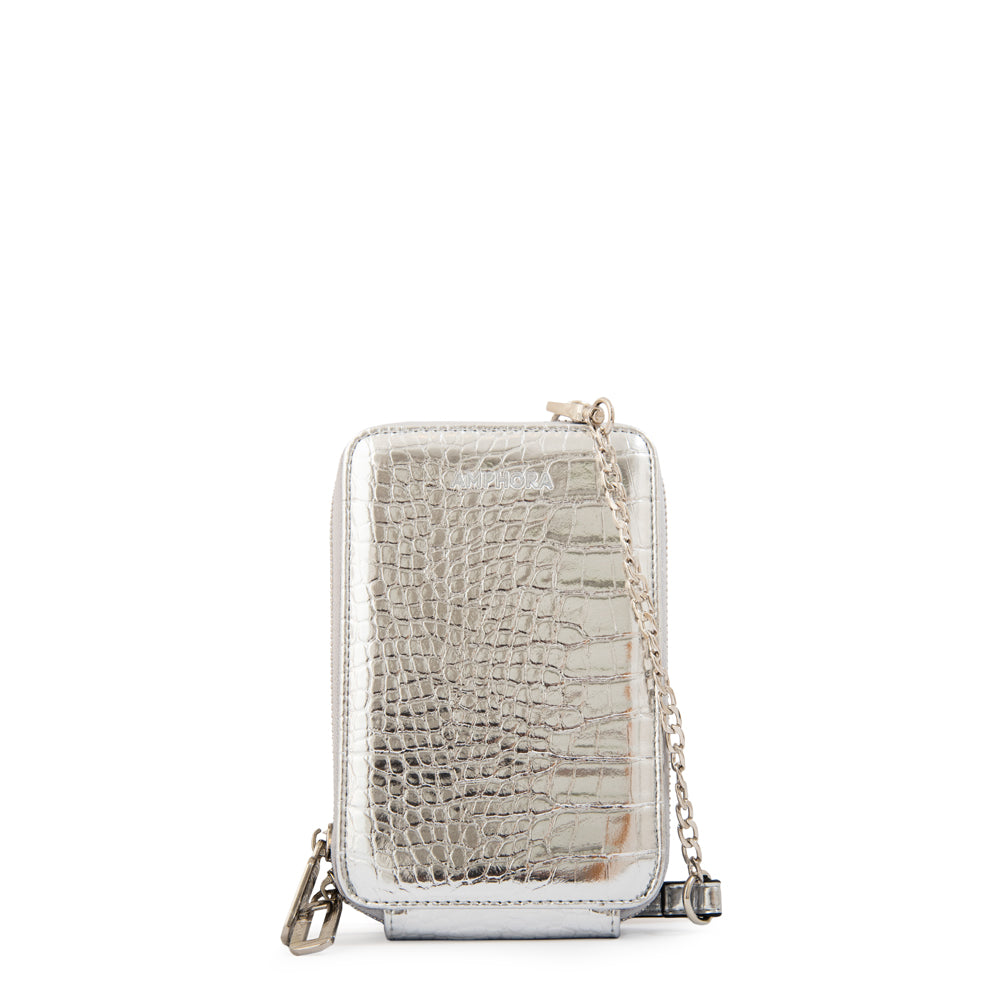 BANDOLERA PORTA CELULAR BOGA PLATEADO