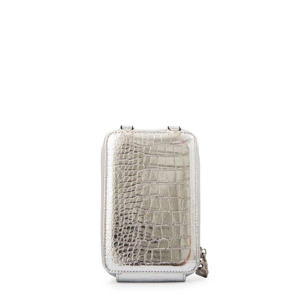 BANDOLERA PORTA CELULAR BOGA PLATEADO