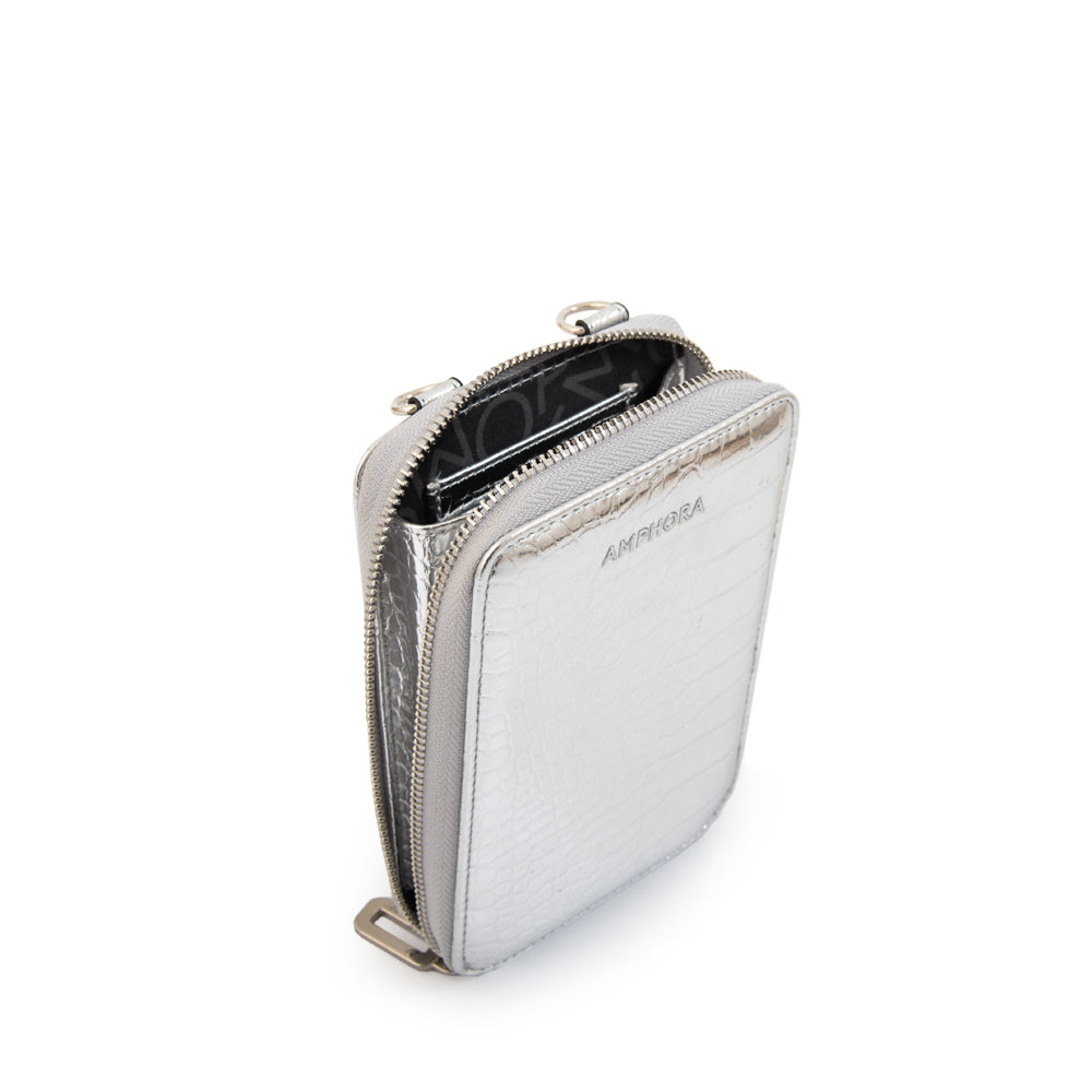 BANDOLERA PORTA CELULAR BOGA PLATEADO
