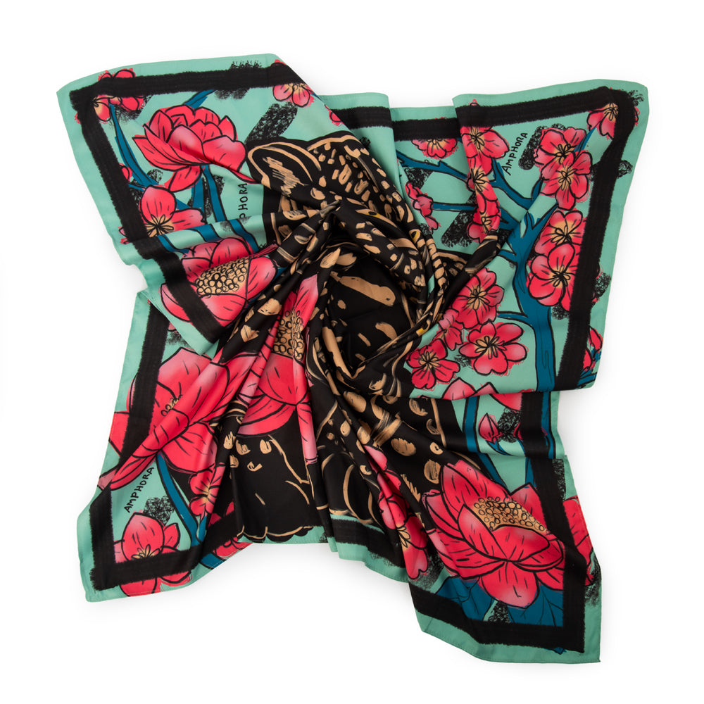 PAÑUELO MEDIANO LOTUS NEGRO