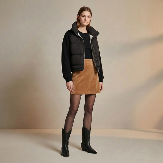 CAMPERA CON MANGA TEJIDA ANIKA NEGRO