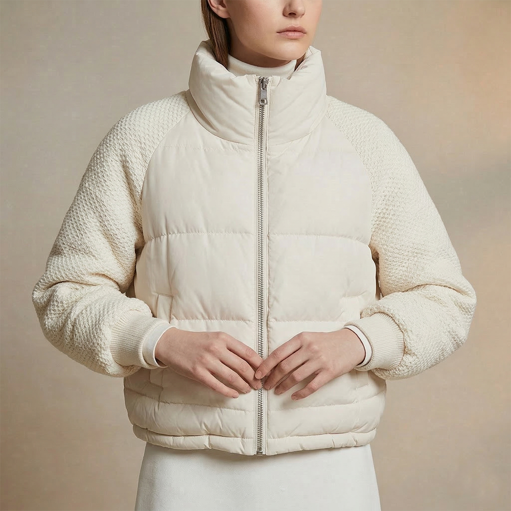 CAMPERA CON MANGA TEJIDA ANIKA BLANCO