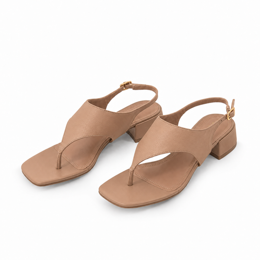 SANDALIA TACO BAJO AMALFI BEIGE