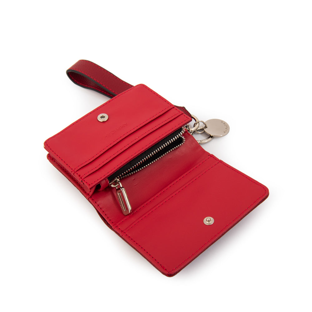 TARJETERO CON BOLSILLO INTERIOR CHARMS ROJO