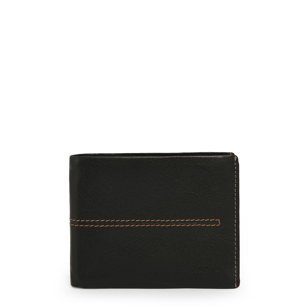 BILLETERA CUERO CON ALETA FRANKFURT NEGRO