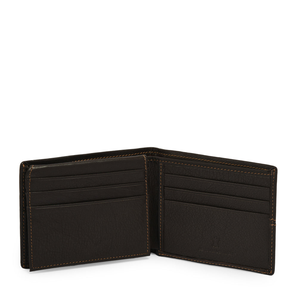 BILLETERA CUERO CON ALETA FRANKFURT MARRÓN