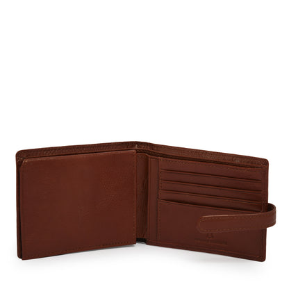 BILLETERA CUERO CON ALETA NEW LANCASTER MARRÓN