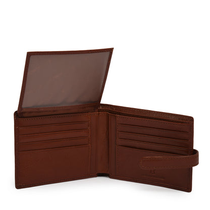 BILLETERA CUERO CON ALETA NEW LANCASTER MARRÓN