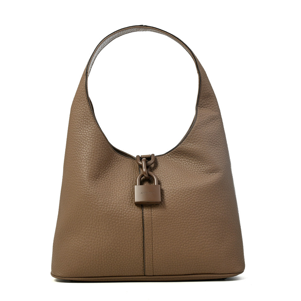 CARTERA CORTE OVAL CORIA TAUPE