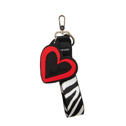 LLAVERO CON MUÑEQUERA  CORAZON NEGRO