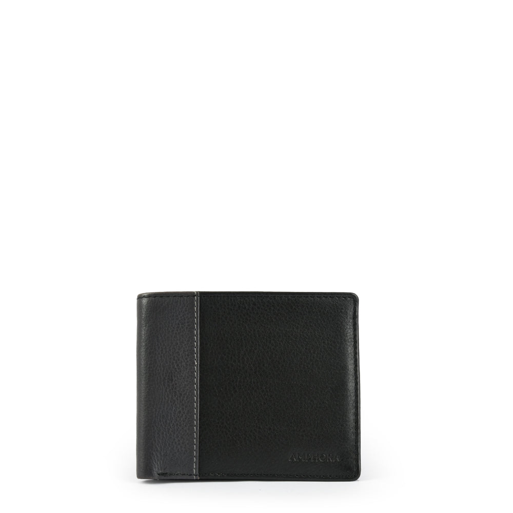 BILLETERA CUERO CON ALETA CAMILO NEGRO
